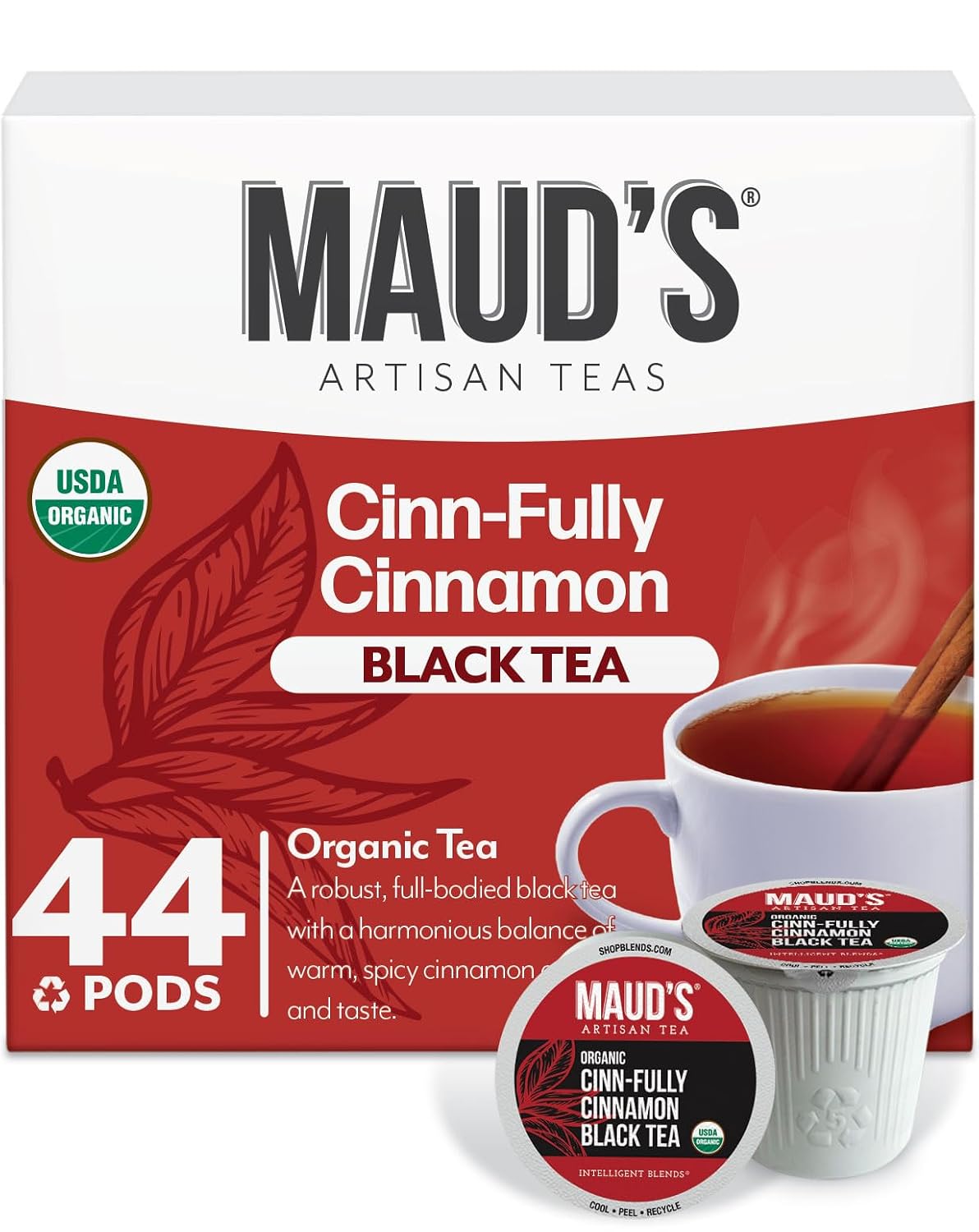 Maud's Organic Chamomile Lavender Tea Pods, 24 ct, Single Serve Pods – 100% Gourmet Blended Tea Leaves, Compatible with Keurig K Cups Maker