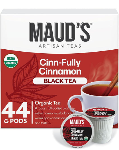 Maud's Organic Chamomile Lavender Tea Pods, 24 ct, Single Serve Pods – 100% Gourmet Blended Tea Leaves, Compatible with Keurig K Cups Maker