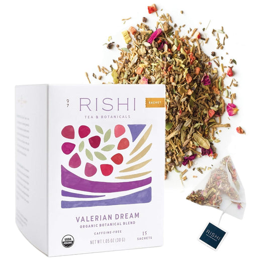 Rishi Tea Valerian Dream Organic Sachet Tea Bags, Caffeine Free, 15ct