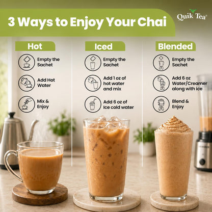 QuikTea Instant Chai Tea Latte Mix, Lemongrass, Unsweetened, 10 Sachets