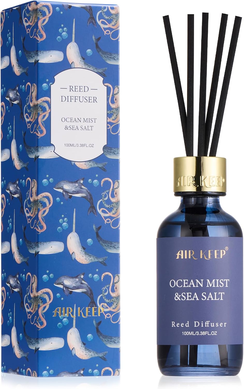 Airkeep Reed Diffuser Oil Set with Reed Sticks,Citrus Aromatherapy Oil Scent Diffuser for Home Office Bathroom Decoration Perfume and Gifts 3.38oz/100ml