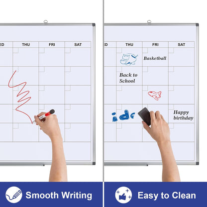 Comix Magnetic Monthly Calendar Whiteboard, 24 x 18 Inches Wall Planner