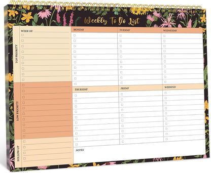 Taja Weekly To Do List Notepad with 52 Undated Sheets（8.5"×11"）- Weekly Desk Planner for Women & Man, Work and Home -1 Pack Violet Dream