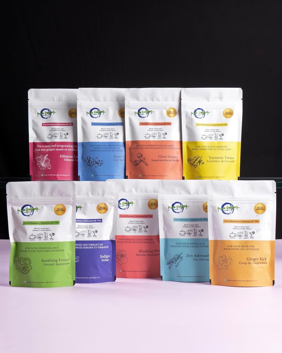 Blue Pepper Inner Glow Tea Blend Infusion | Coriander & Black Seeds (Nigella Seeds) Tea | Natural Caffeine-Free Wellness Blend | All-Natiral No Preservatives | Small Batch | 60-g