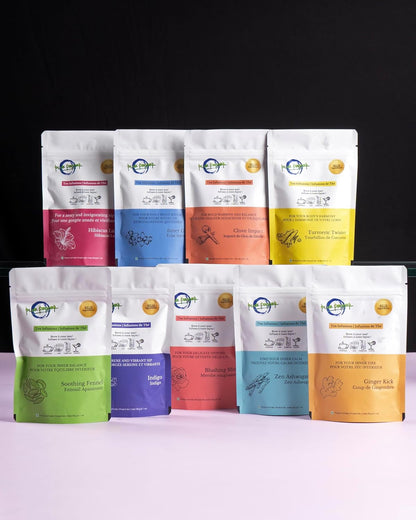 Blue Pepper Inner Glow Tea Blend Infusion | Coriander & Black Seeds (Nigella Seeds) Tea | Natural Caffeine-Free Wellness Blend | All-Natiral No Preservatives | Small Batch | 60-g