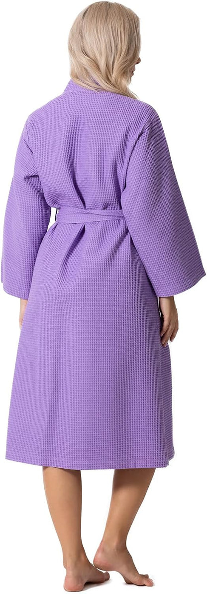 Turkish Linen Waffle Knit Lightweight Kimono Spa & Bath Robes for Women - Quick Dry - Soft