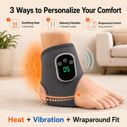 Gouzfca Foot Massager - Electric Ankle Massager, Cordless Design with 3 Vibration Modes, 5 Heat Levels (40°C–60°C) & 30 Min Timer, Home & Travel Use (Grey, 1pc)