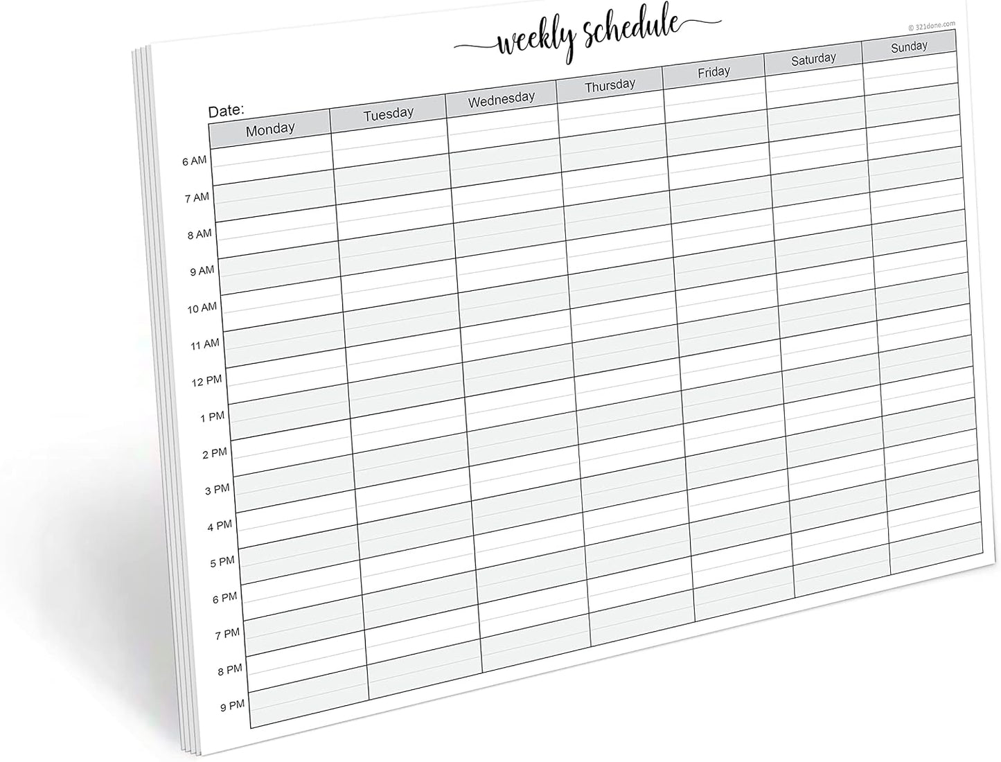 321Done Weekly Schedule Planning Notepad - 50 Sheets 11x17 Size - Mon-Sun Hourly Appointment Productivity Weekly Planner Tear-Off Note Pad, Made in USA