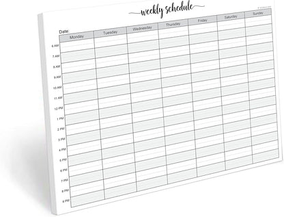 321Done Weekly Schedule Planning Notepad - 50 Sheets 11x17 Size - Mon-Sun Hourly Appointment Productivity Weekly Planner Tear-Off Note Pad, Made in USA
