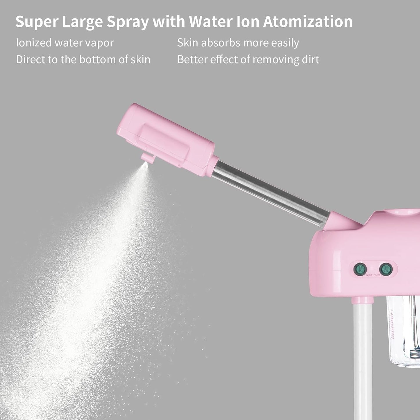 Professional Facial Steamer, Hot Mist Spray, Vaporizador Facial Steamer for Esthetician, Height Adjustable, SPA at Home, White