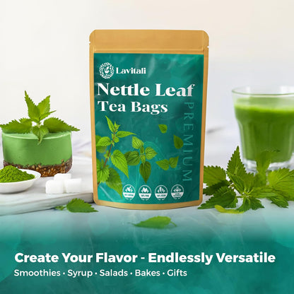 Lavitali, Nettle Leaves Tea Bags | 60 bags, 100% Pure Herbal Tea | Caffeine-Free, Mineral-Rich, Eco-Friendly Filter Bags | Daily Natural Botanical, Hot or Iced Herbal Infusion