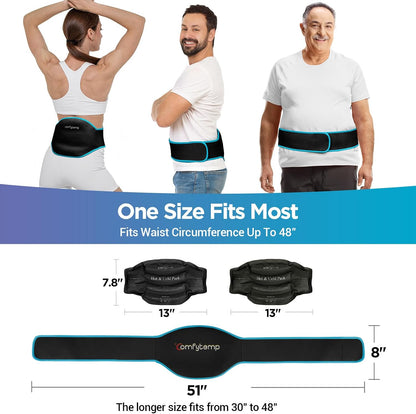 Comfytemp Ice Pack for Back Pain Relief, 2 Pcs, Sciatica Ease Brace, Reusable Gel Lower Back Ice Wrap for Injuries, Hot Cold Compress for Lower Lumbar, Waist, Men Women After Surgery (Blue)