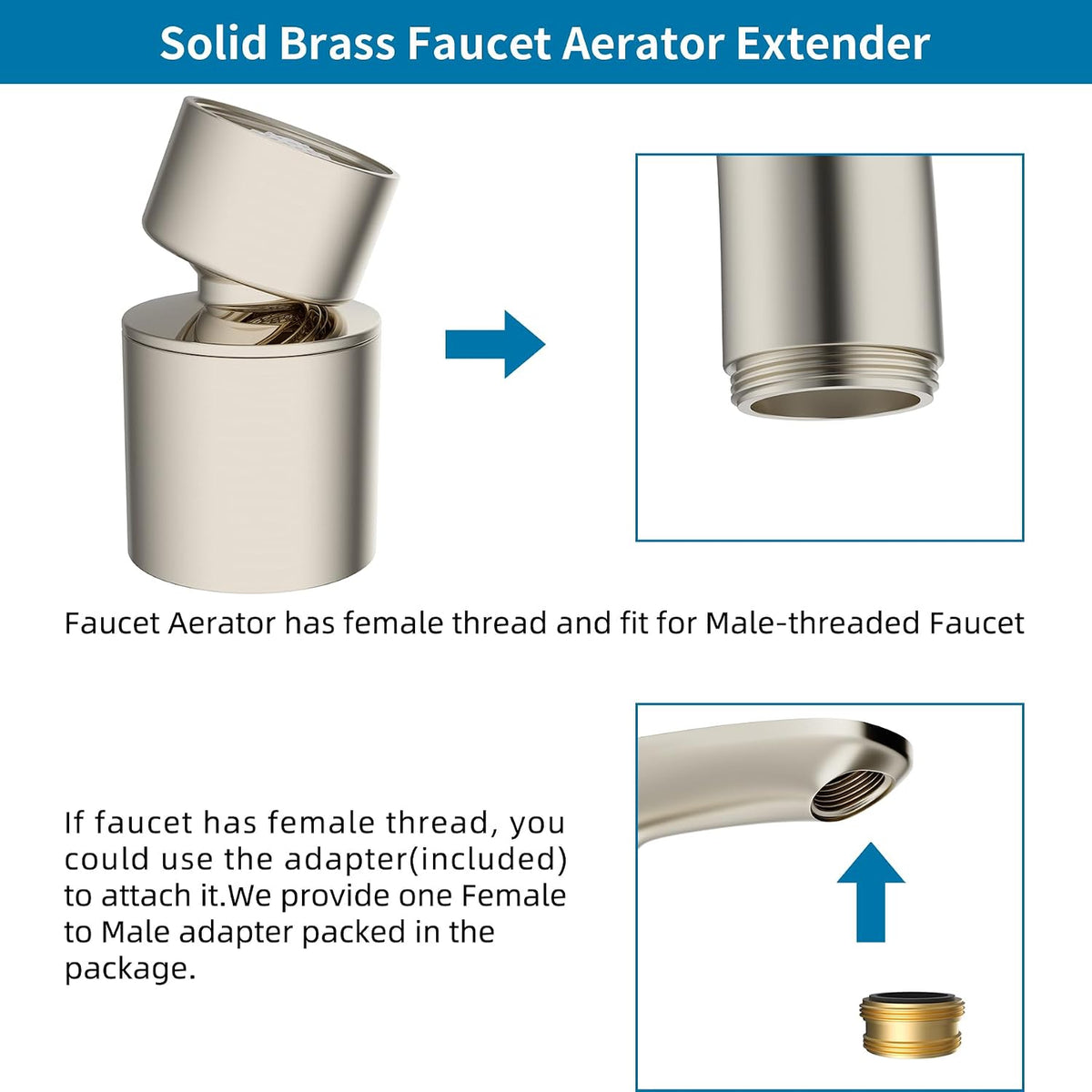 Hibbent NSF/ANSI/CAN 61 & cUPC Certified Faucet Aerator, Chrome