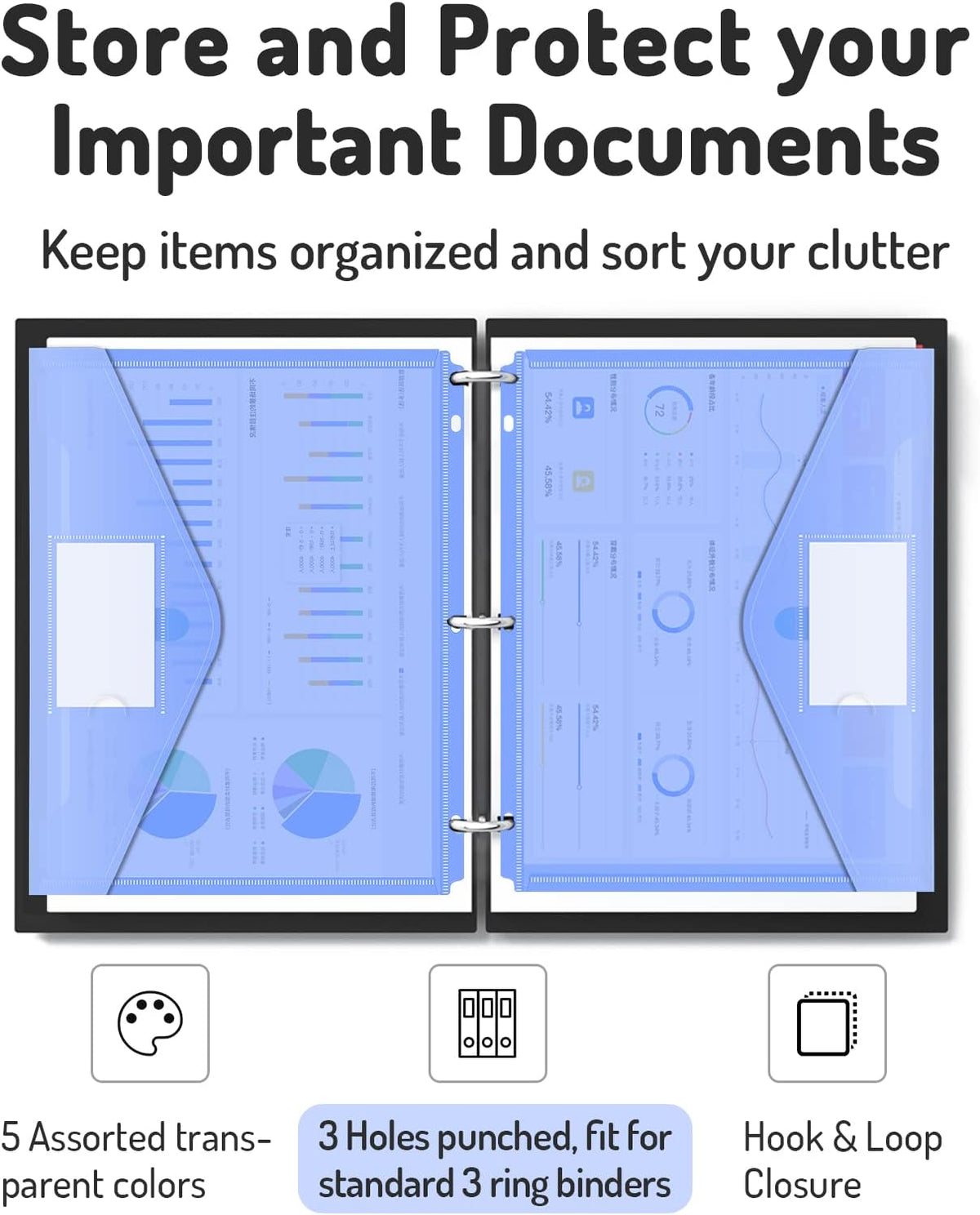 Forvencer Binder Pocket, Super Heavyweight Plastic Binder Folders