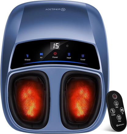 KINGJOY Foot Massager with Heat for Neuropathy, [2026 Upgraded], Deep Kneading Shiatsu Foot Massager for Plantar Fasciitis, Fits Up to Men Size 14, Ideal for Seniors and Family Daily Care