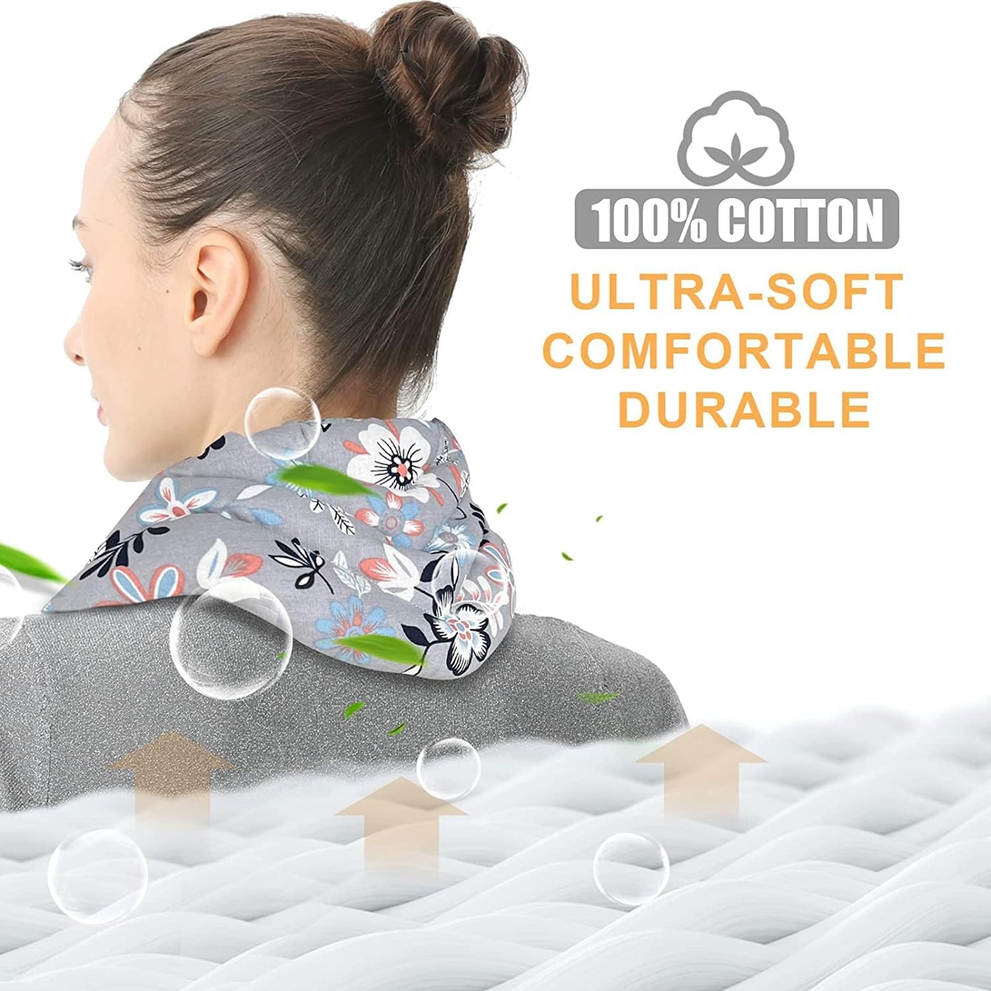 UNCN Long Wide Heating Pad for Neck and Shoulders Back 33x5.9 Microwavable Large Moist Heat Pack Warm Hot Compress Neck Wrap Weighted Bag Massage Reusable Herbal Nature Calming Portable 1.95Pounds