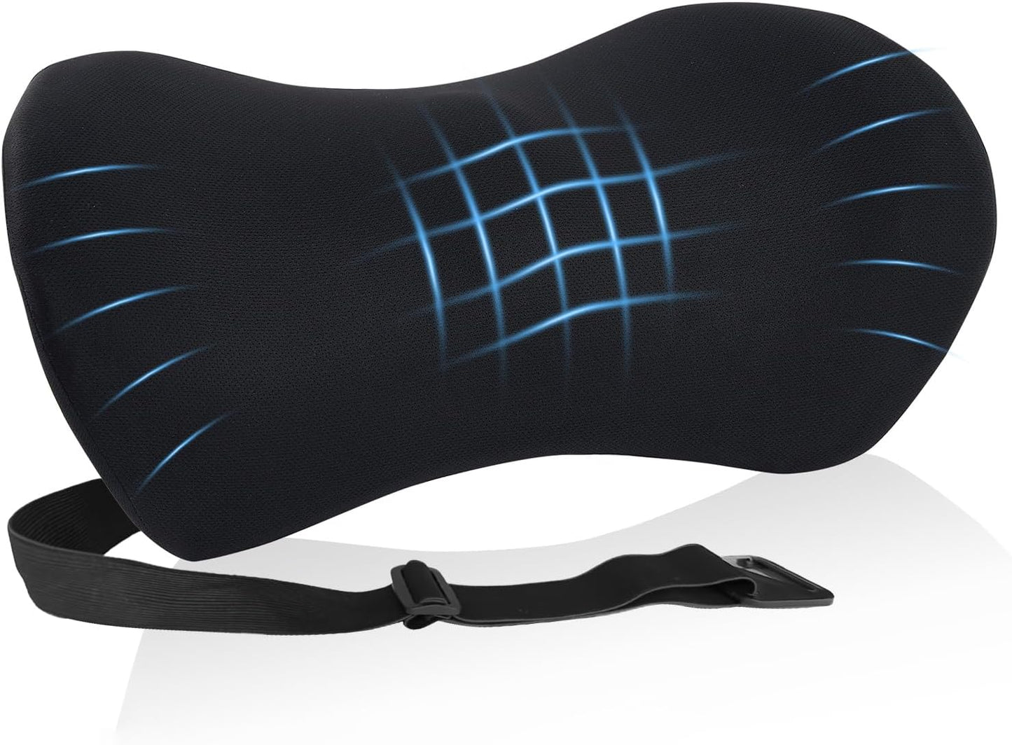 Lumbar Pillow, Memory Foam Lumbar Support Pillow for Office Chair and Car Seat, Ergonomic Streamline Back Pillow for Lower Back Pain Relief, Back Support Pillow for Sitting, Driving, Traveling
