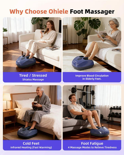 Foot Massager with Heat,Shiatsu Deep Kneading Massager for Plantar Fasciitis, Foot Massage Machine with Multi Massage Modes & Remote Control for Pain Relief (Purple)
