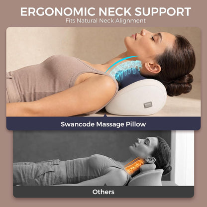Upgraded Deep Tissue Neck Massager Pillow with Heat, Shiatsu Kneading Neck & Shoulder Massager for Pain Relief, Cordless Portable Massage Pillow for Home Office & Car, Grey & Blue