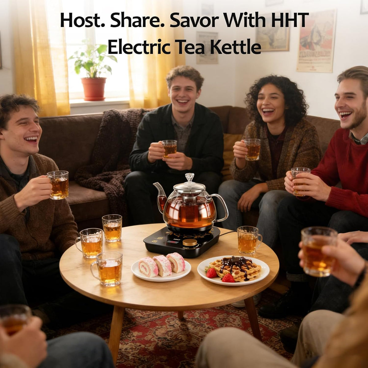 HHT Electric Tea Maker with Infuser, ±1℉ Precise Temperature Control, Glass Electric Kettle for Herbal,Flowers,Fruit Tea and Loose Leaf,BPA-Free,Auto Shut-Off,Brewing Program,Keep Warm,0.8L