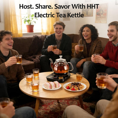 HHT Electric Tea Maker with Infuser, ±1℉ Precise Temperature Control, Glass Electric Kettle for Herbal,Flowers,Fruit Tea and Loose Leaf,BPA-Free,Auto Shut-Off,Brewing Program,Keep Warm,0.8L