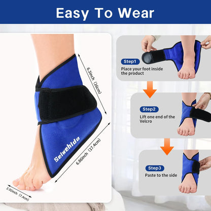 Ankle Ice Pack Wrap for Heel Swelling Pain Relief Reusable Gel Hot Cold Compress for Achilles Tendonitis Plantar Fasciitis, Post-Surgery, Sports Injury(1pcs,Blue)