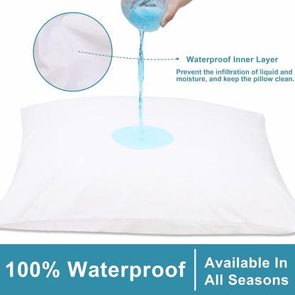 NTBAY 4 Pack Zippered Waterproof Standard Pillow Protectors, Super Soft Quiet Zip Pillow Protectors, 20x26 Inches Jersey Pure White Waterproof Pillow Cases Covers