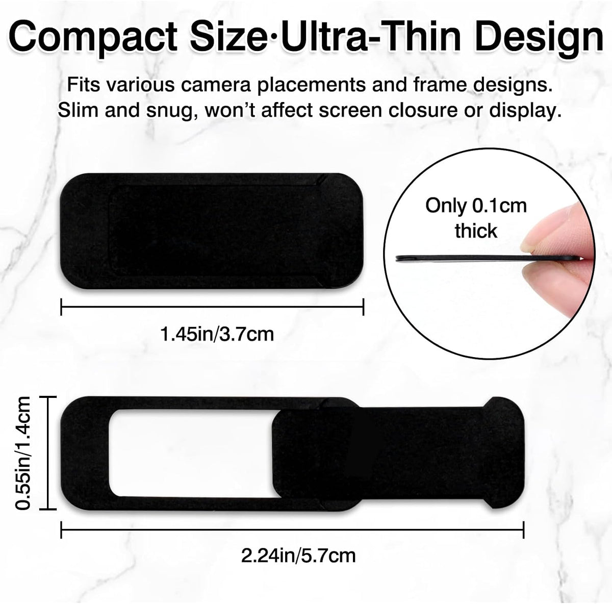 Webcam Cover Slide (6-Pack) – Extra-Large Privacy Shield for Laptop, Tablet, PC & Smartphone – Ultra-Thin Camera Blocker, Black