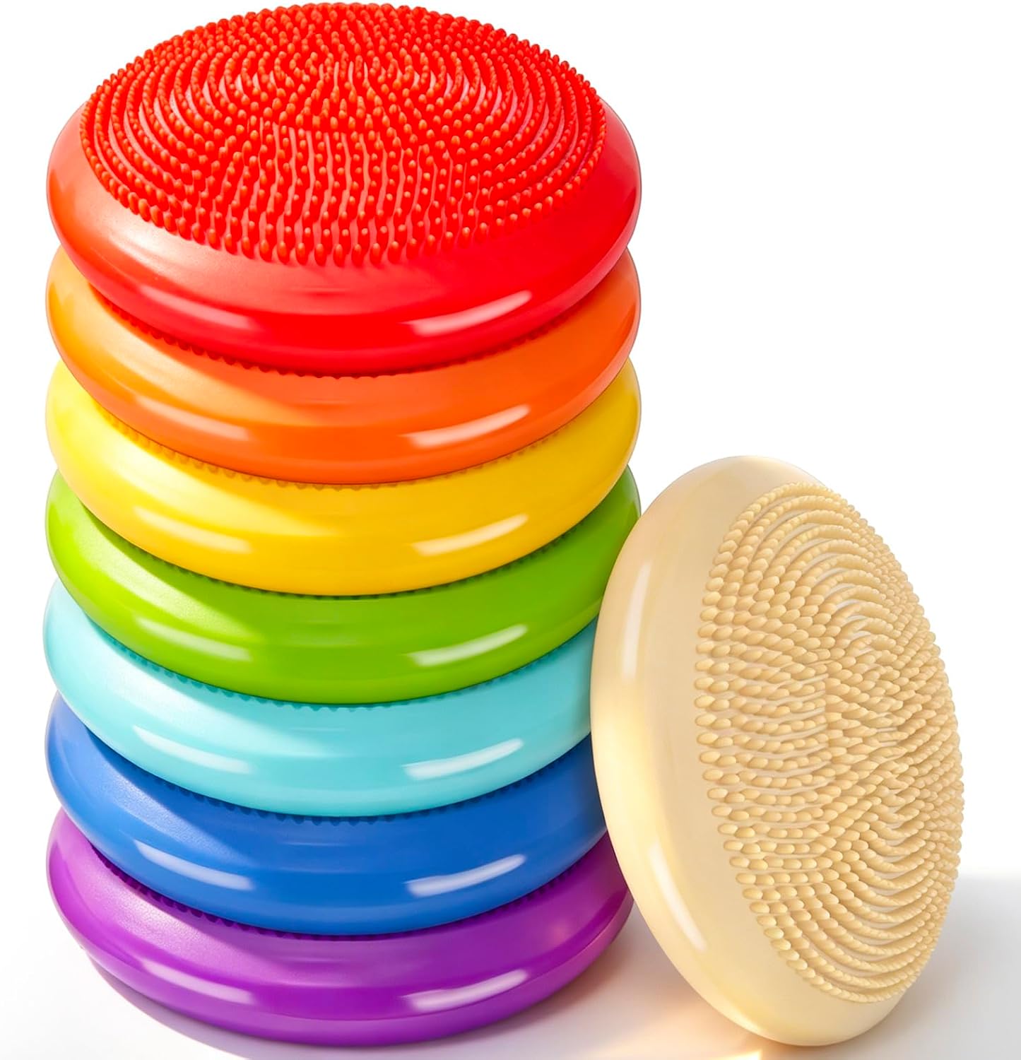 Amylove 6 Pcs Wiggle Seat Inflated Wobble Cushion for Sensory Kid 13 Inch Balance Disc Kids Flexible Seating Exercise Sensory Pad Chair Cushion for Classroom Office School (Bright)