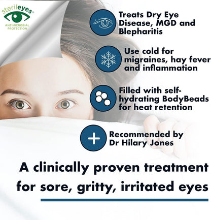The Eye Doctor Featuring Sterileyes - Antibacterial Hot Eye Compress for Dry Eye, Blepharitis and MGD with a Removable Cover. Cold Compress, Includes 6 Eyelid Wipes