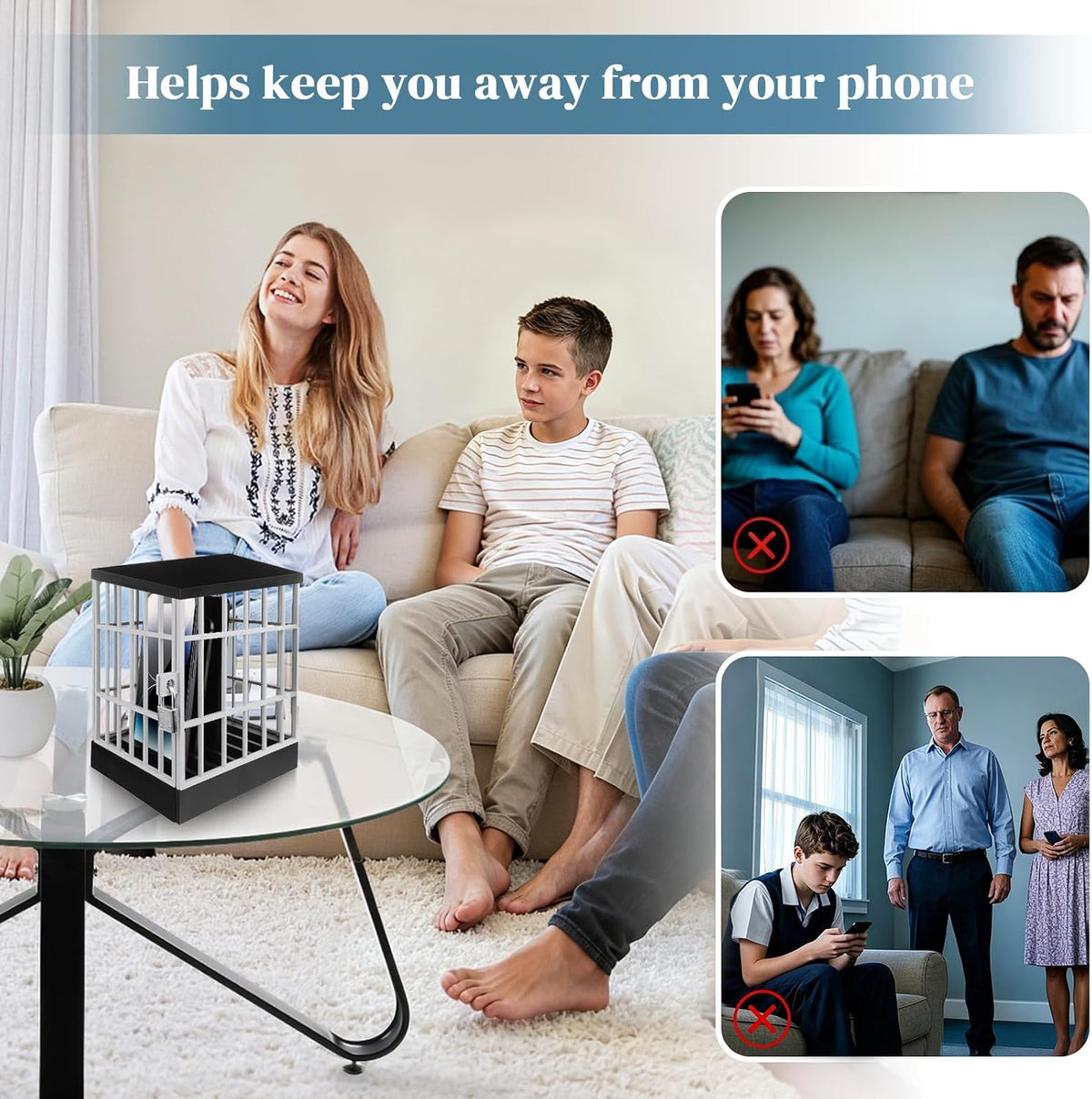 Gemaxvoled Cell Phone Jail-Phone Cage with Lock and Key, Phone Lock Box, Cell Phone Locker for Classroom/Family