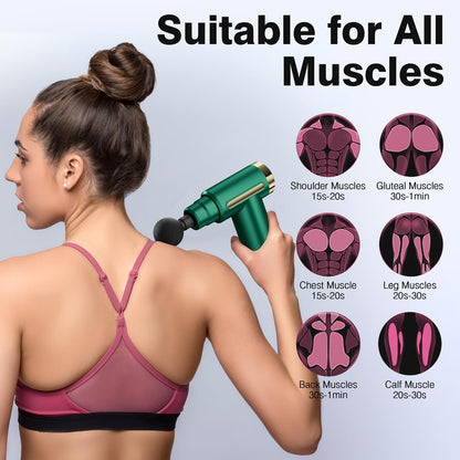 cotsoco Massage Gun Deep Tissue for Pain Relief with 4 Massage Heads & 6 Speeds, Electric Mini Handheld Body Massager for Any Pain Relief, Best Gifts for Men and Mom