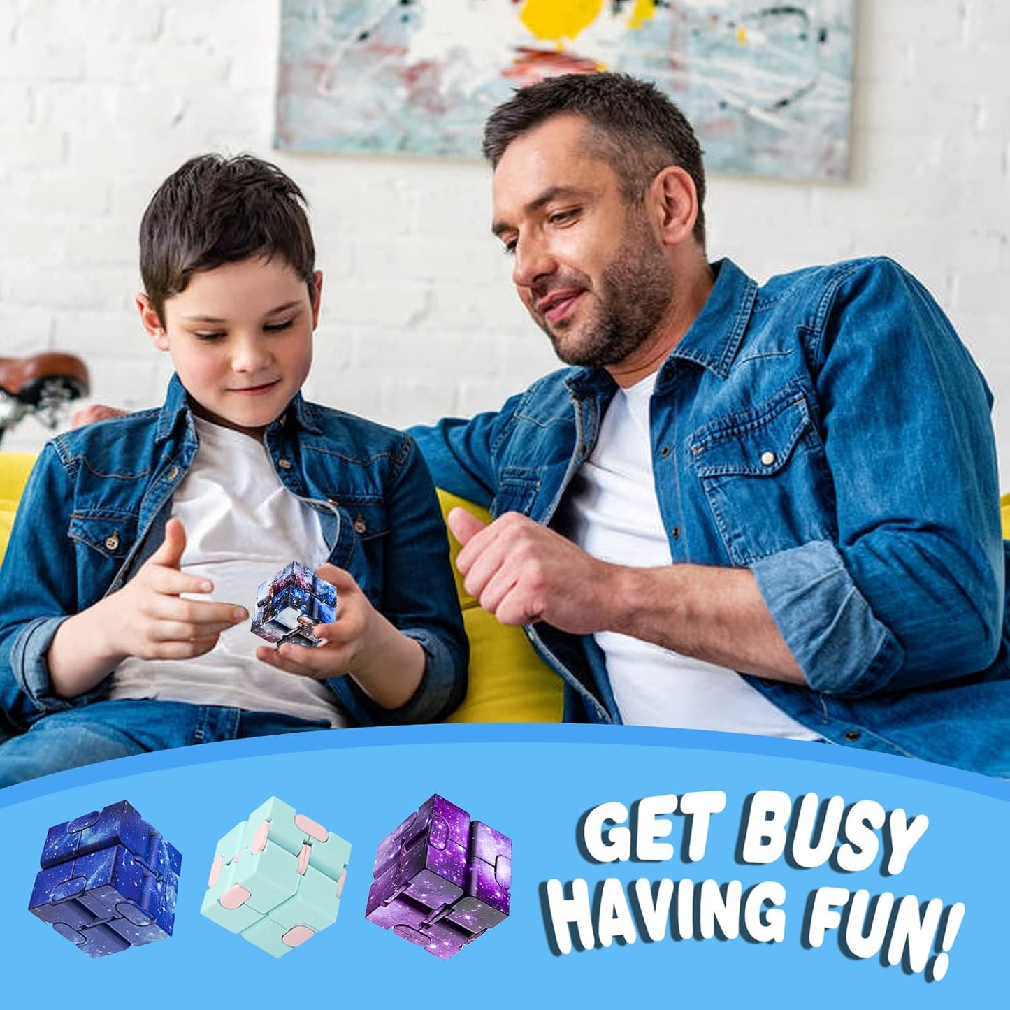 Infinity Cube Fidget Toy Stress Relieving Fidgeting Game for Kids and Adults,Cute Mini Unique Gadget for Anxiety Relief and Kill Time (Macaron Blue)