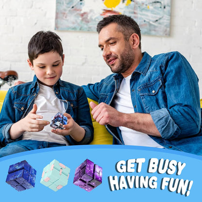 Infinity Cube Fidget Toy Stress Relieving Fidgeting Game for Kids and Adults,Cute Mini Unique Gadget for Anxiety Relief and Kill Time (Macaron Blue)