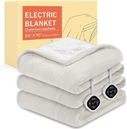 HOMLYNS LuxeHeat Heated Blanket Electric Blanket, Soft Flannel Sherpa Heated Throw, Heating Blanket with 5 Heat Settings, 3 hrs Timer Auto Shut Off (50x60 inches, Purple), Only for 120V Voltage Use