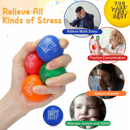 Leyndo 200 Pcs Relief Foam Balls Bulk for Adults with Motivational Quotes