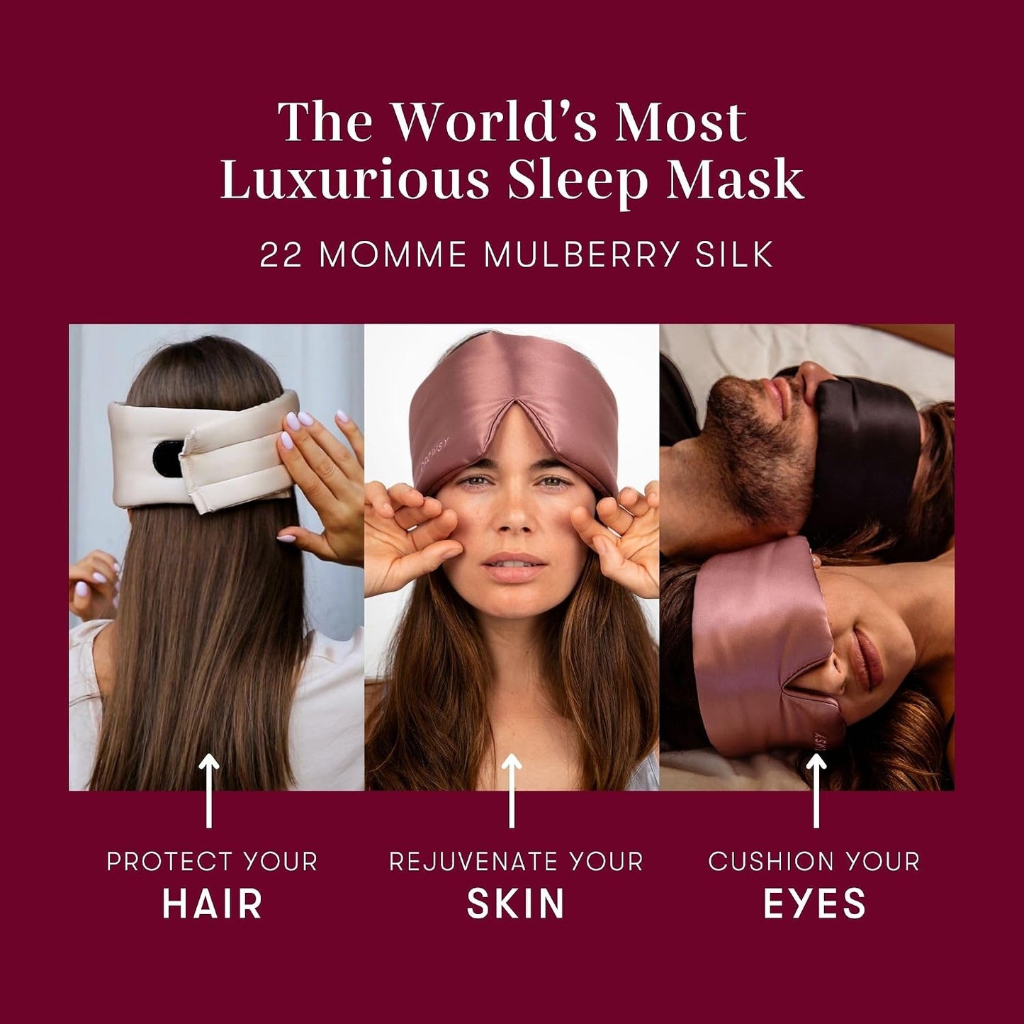 DROWSY Silk Sleep Mask - Face-Hugging, Padded Cocoon for Luxury Sleep in Total Darkness - 100% Pure Mulberry Silk (Black Jade)