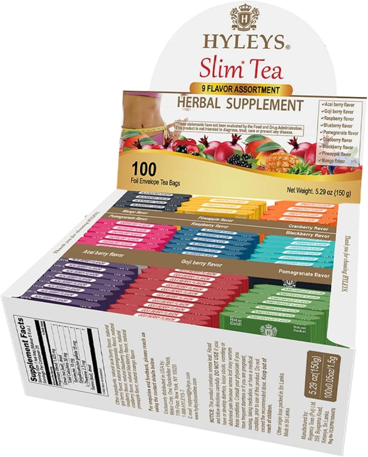 HYLEYS Slim Tea, 9 Flavor Weight Loss Variety Pack, Diet Tea, 100 Bags