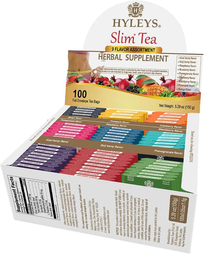 HYLEYS Slim Tea, 9 Flavor Weight Loss Variety Pack, Diet Tea, 100 Bags