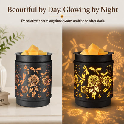 kobodon Wax Melt Warmer Metal Wax Warmer for Scented Wax Electric Fragrance Candle Oil Burner 2 in 1 Wax Melts as Gifts for Moms Grandma Women Girls(Sunflower)