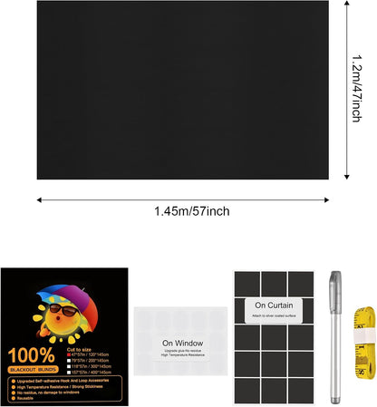 Blackout Window Cover, Upgraded Hook and Loop - Portable Shades No Residue and Longer Lasting, 100% Blackout Blinds for Window 79″ x 57″, Black Out Curtains for Bedroom and Baby Room 2m
