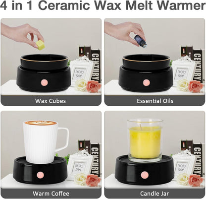 Candle Wax Melt Warmer with Safety Timer Auto Shut-Off Ceramic Electric Wax Burner Melter Timer Adjust Fragrance Intensity for Scented Wax Melts Candle Jars Essential Oils Home Office Gift Decor