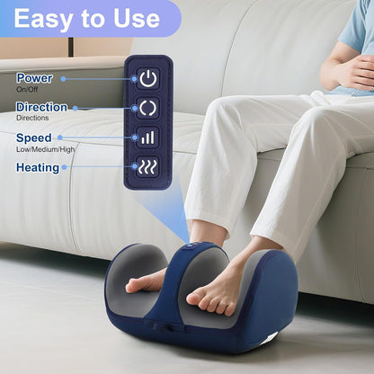 Foot Massager with Heat, Shiatsu Kneading Foot and Calf Electric Massager Machine with Roller, Massage Feet/Arm/Calf/Ankle for Relax, Plantar Fasciitis, Pain Relief, Gifts for Women & Men, Black