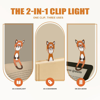 Rechargeable Kids Book Light, Cute Bookmark Reading Light for Kids, Dimmable Portable LED Book Light for Reading in Bed, Eye-Caring Bedtime Reading Lamp for Children & Travel, Black