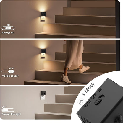 JandCase Night Light, Modern Night Lights Plug into Wall,2 Pack Dusk to Dawn Sensor Nightlight, Amber Brightness Adjustable Nightlight for Kids Bathroom Hallway Kitchen Bedroom Decor