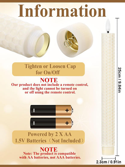 Treela 24 Pcs Flameless Taper Candles Battery Operated Bulk Fake Candles Light LED Candle Sticks Flickering Tapered for Easter Wedding Anniversary Decoration(Basic,11 Inch,Ivory)
