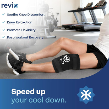 REVIX XXXL Knee Ice Pack Wrap Around Entire Knee, 45-Minute Long-Lasting Ice Pack for Knees with Ice Grid Gel Design, Cold Compress Therapy for Meniscus Tear, ACL (20"×10.7")