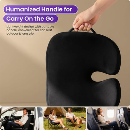 ZZ-WELL Seat Cushion for Office Chairs, Black, 21.2 Inches | Coccyx Cushion for Tailbone Pain, Memory Foam, Extra Large Thick, Patented Pressure Relief, Computer Gaming Chair