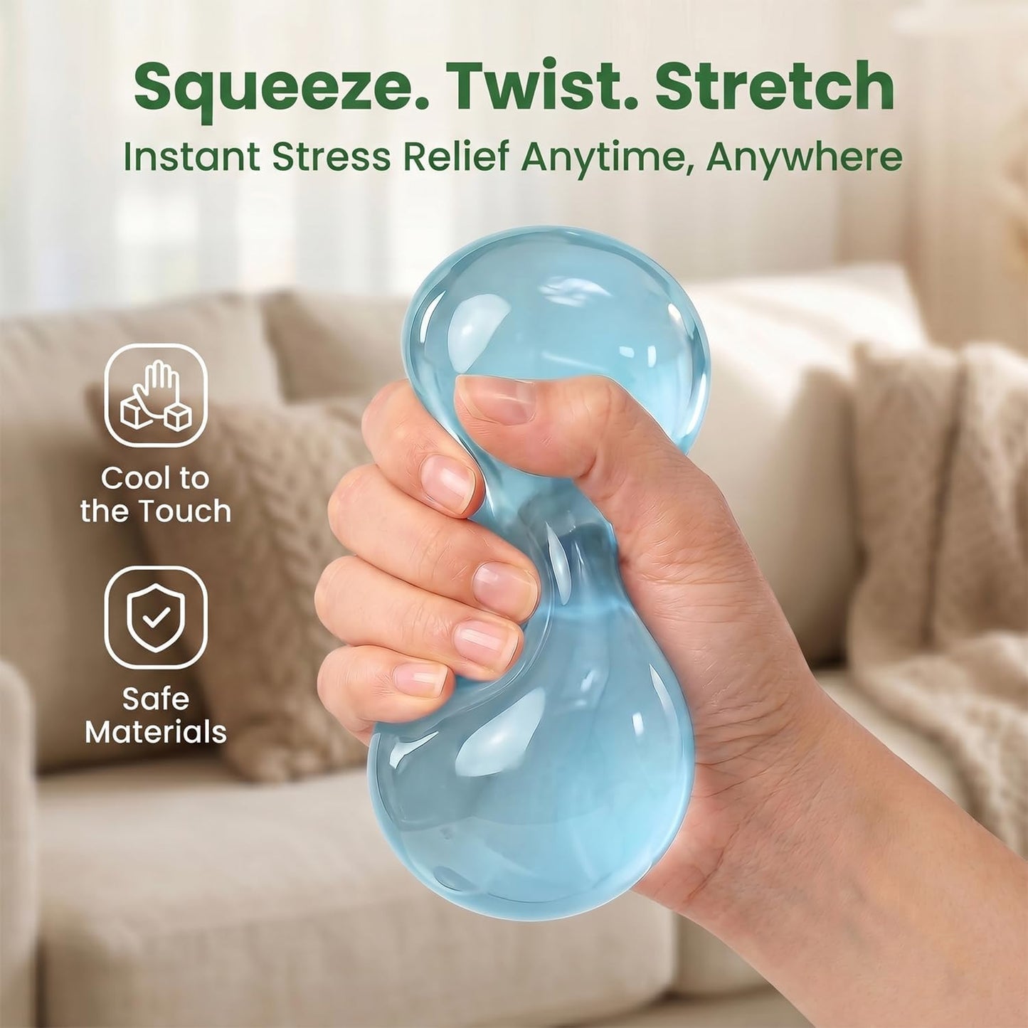 Coconut Oil Squishy, Coconut Oil Stress Ball – Super Soft, Handmade Slow Rising Fidget Squeeze Toy for Stress Relief, Squeeze the Stress Away (Blue)