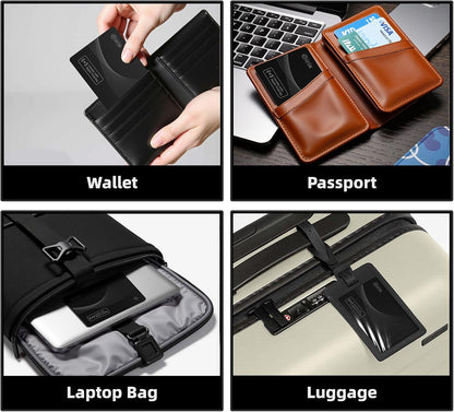 Smart Wallet Tracker Card - Item Finder for Luggage, Keys & Passport 、Compatible with Apple Find My、Slim, Rechargeable & IP68 Waterproof (4 Black)